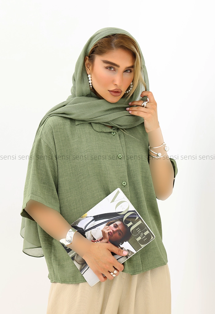 شومیز آستین کوتاه باکسی کد1006005